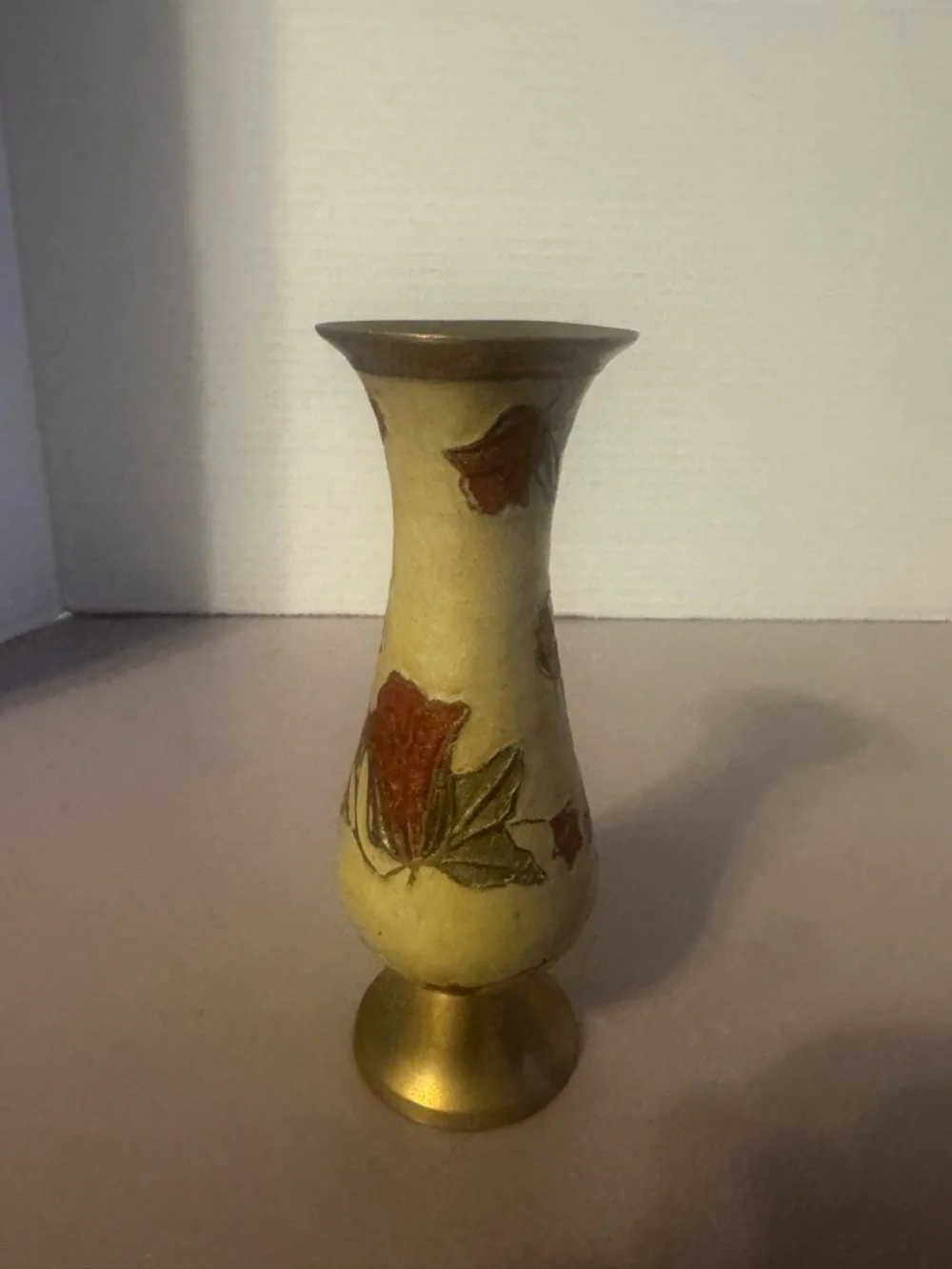 Vintage Small Enameled Vase - Aged